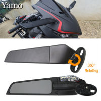 สำหรับฮอนด้า CBR 650R 650F VFR 400 750 800 VTR1000F ดัดแปลงรถจักรยานยนต์กระจกปรับหมุนกระจกมองหลังด้านข้างที่มีไฟ LED