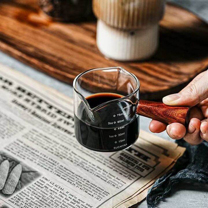 Heatresisting Glass Espresso Measuring Cup Double Mouth Glass Milk Jug