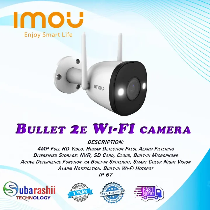 Imou Camera Bullet 2E Outdoor Weatherproof 4MP WiFi Color Night Vision
