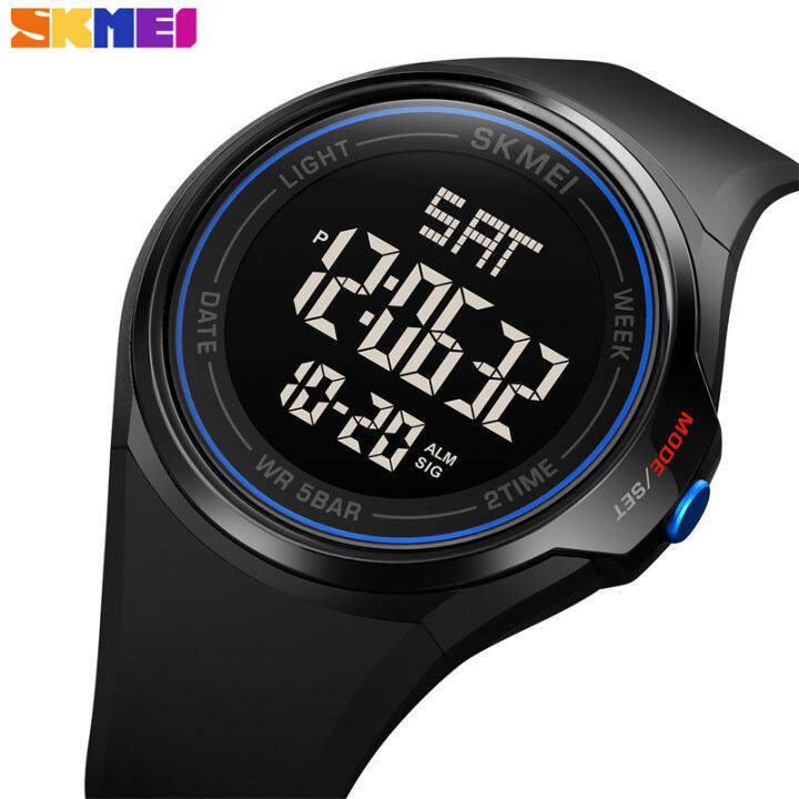 SKMEI Jam Tangan LED Digital Pria, Arloji Olahraga Merek Mewah Terbaik