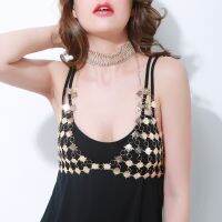 2023ใหม่ยุโรปและอเมริกาอุปกรณ์เสริมเซ็กซี่ Hollow โลหะ Rose CHAIN Body camisole PARTY บิกินี่ chest CHAIN เครื่องประดับ