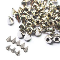 50pcs Punk Rivets สกรูกรวยเงิน Spikes Screwback Studs DIY CRAFT Cool Rivets ร้อนสำหรับเสื้อผ้ากระเป๋ารองเท้าหนัง Handcraft-Shief