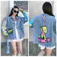 ED Iqyipai Denim Jackets Women Cartoon Sequin Stitching Embroidery Streetwear Hip Hop Vintage Outerwear Джинсовая куртка