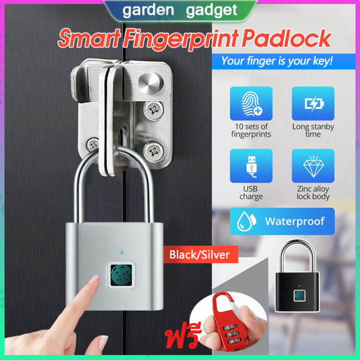 ซื้อ-1-แถม-1-กุญแจลายนิ้วมือ-กุญแจสแกนนิ้ว-smart-fingerprint-lock-แม่กุญแจ-แสกนนิ้วมือ-smart-lock-กุญแจล็อคกระเป๋า-ชาร์จ-usb-มีลายนิ้วมือของผู้ใช้หลายคน