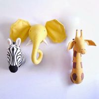 3D Animal Head Wall Cute Stuffed Wall Hanging Toys Kids Room Animal Wall Sculptures