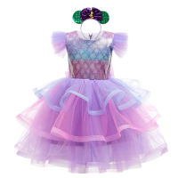 TOP☆New Girl Summer Little Mermaid Dress Kids Halloween Ariel Princess Fancy Costume Children Carnival Birthday Party Clothes 3 5 6 8 10Year