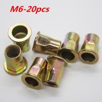 20pcs/lot M6 Rivet Nut carbon steel Flat head hex rivet nut Insert nut Blind rivet Rivnut free shipping