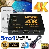 5 Input 1 Output 4k 2k HDMI Switch Switcher HDMI Splitter HDMI Port for PS3 PS4 for Xbox 360 PC DV DVD HDTV 1080P