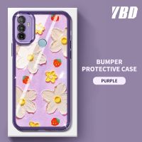 YBD【ด้วยเลนส์ฟิล์ม】เคสโทรศัพท์ OPPO A53 2020 A33 2021 A53S โทรศัพท์กรณีซิลิโคนภาพวาดสีน้ำมันดอกไม้รูปแบบสาวสไตล์โทรศัพท์กรณี