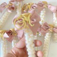 【YF】 25 Pcs Same Gold Chocolate Bar Plaques Baptism Baby Name Initials Favors