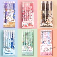 【Ready Stock】 ◑☏ C13 6pcs/Simple Macaron Color Press Pen Student Exam Gel Learning Office Stationery Push Type Signature