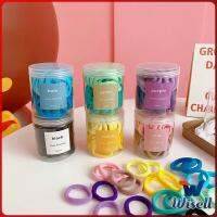 Wisell ยางมัดผมสีพื้น สีสันสดใสแพ็คมาในกระปุ๊ก 50 เส้น/กระป๋อง rubber band