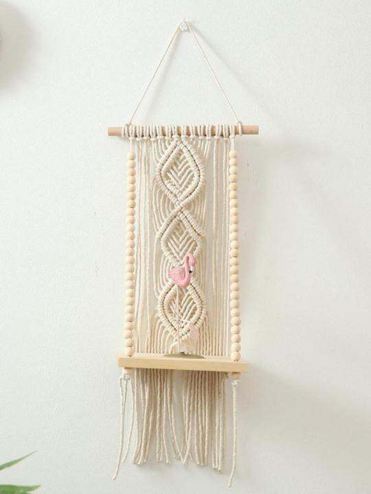 cw-boho-handmade-tassel-macrame-tapestry-wall-hanging-shelf-boho-cotton-rope-plant-hanger-wood-floating-shelf-wall-decor