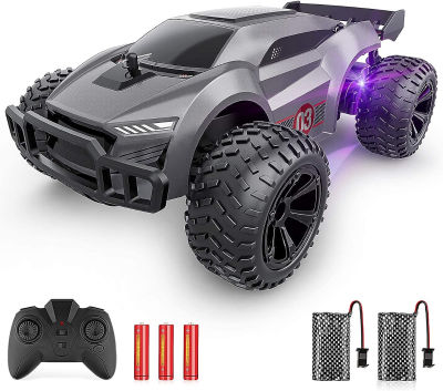 EpochAir Remote Control Car - 2.4GHz High Speed , Offroad Hobby Rc Racing Car with Colorful Led Lights and Rechargeable Battery,Electric Toy Car Gift for 3 4 5 6 7 8 Year Old Boys Girls Kids Gray