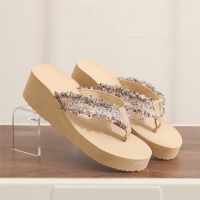 hot【DT】☸◈  Ladies Flip Flops 2023 Newest Indoor Outdoor Thick Sole Wedge Non Beach Slippers for