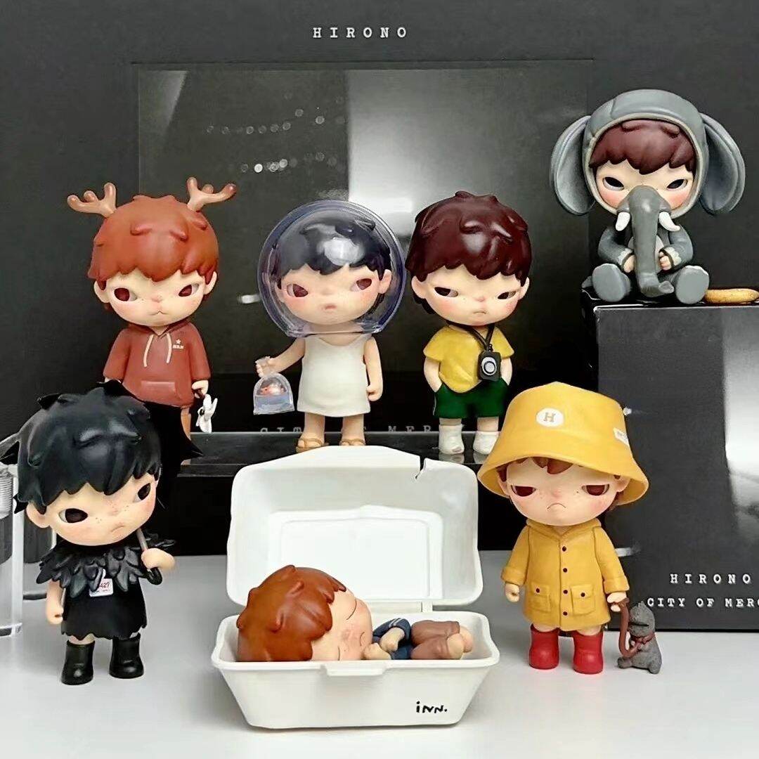 Original POPMART Hirono City of Mercy Series Blind Box Figure Yellow Raincoat Boy Figurine