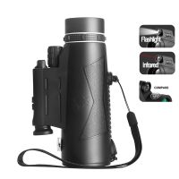 ZZOOI 12×50 Powerful Telescope Low-light Night Vision Monocular with Compass Infrared Iaser Flashlight for Hunting Camping