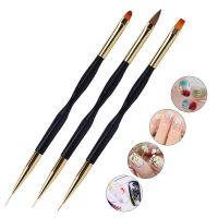 1/3Pcs Acrylic French Stripe Nail Art Liner Brush 3D Tips Manicuring Ultra-thin Line Drawing Pen UV Gel Brushes Painting Tools