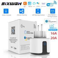 SIXWGH Tuya Smart Socket WIFI 16A/20A EU US UK AU Plug With Monitoring Timing Function Smart Home Electronic Power Outlet Alexa-Cgefeng