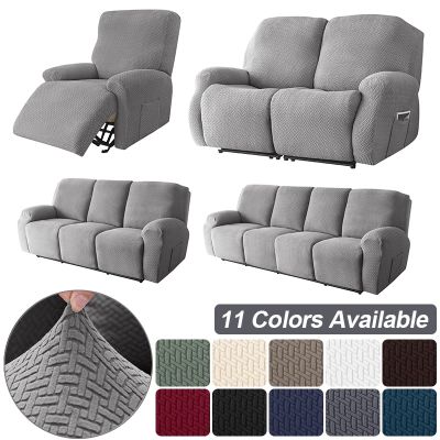 ☃◕ Knitted Recliner Sofa Cover Stretch Sofas Protector For Living Room Lazy Boy Relax Armchair Covers 1/2/3/4 Seater For Home Decor