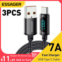 Essager 3PCS 7A USB Type C สายจอแสดงผล PD 100W Fast Charging USB C ข้อมูลสำหรับ Samsung Honor 70 Pro Oneplus Charger Wire