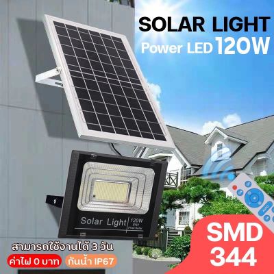 ไฟโซล่าเซลล์ solar light power LED 120W  40W 500W พร้อมรีโมท แสงสีขาว ไฟสปอตไลท์ ไฟ solar cell กันน้ำ IP67
