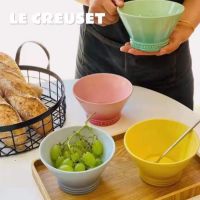 ฝรั่งเศส LE CREUSET สีเย็นสโตนแวร์19เซนติเมตร/15เซนติเมตร/12CML ใหม่สไตล์ญี่ปุ่นหมวกชามรูปตัววีข้าวก๋วยเตี๋ยวซุปชามสลัดชามซุปครัวเรือนพอร์ซเลนชามข้าว