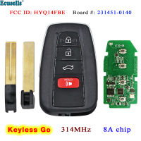 Oibwye 4ปุ่มสมาร์ท Prox Keyless Go กุญแจรีโมต314Mhz พร้อมชิป8A สำหรับ Toyota Avalon 2019 2020 Board 231451-0410 FCC ID: HYQ14FBE