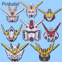 Pinhabit หุ่นยนต์เคลือบขาการ์ตูนตราโลหะอะนิเมะปกเสื้อผ้ากระเป๋าเป้สะพายหลังหมวกเด็กเครื่องประดับแฟชั่นอุปกรณ์เสริมสำหรับแฟนๆเพื่อนขอ