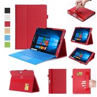 เคสแท็ปเล็ตฝาพับ ตั้งได้ สีพื้น สำหรับ Microsoft New Surface Pro 3 4 5 6 Pro4 Pro5 Pro6