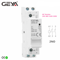 GEYA Din Rail คอนแทคในครัวเรือน AC24V 48V 110V 220V 2P 25A 2NO 5060Hz AC คอนแทค