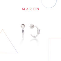 MARON✨ [ของแท้] ต่างหูเสริมดวง ต่างหูพลอยแท้ เงินแท้ แถมฟรี ผ้าเช็ดเครื่องประดับ มีใบรับประกัน พร้อมกล่อง พร้อมส่ง I My DAYS Monday Earring with White Topaz