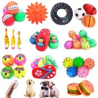 Dog Toys Cat Clean Chew Toys Pet Ball Shape Hamburger Squeaky Interactive Playing Puppy Playing Training Funny Chewing Toys Toys