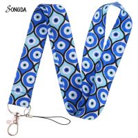 【DT】New Blue Turkish Evil Eye Lucky Lanyard Ribbon Keychain Amulet Evil Nazar Eye Charm Neck Rope Straps ID Card Badge Holder Gifts hot