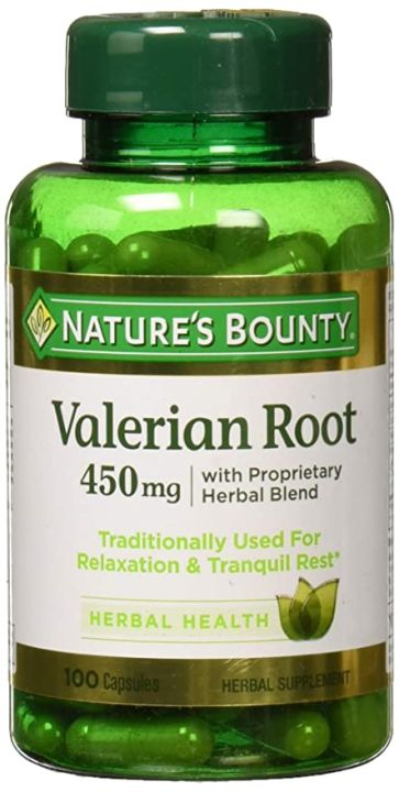 วาเลอเรี่ยน-valerian-root-with-proprietary-herbal-blend-450mg-100-แคปซูล-natures-bounty