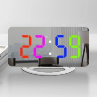 ☃ TS-8201 LED Mirror Alarm Clock Digital RGB LED Color Display Snooze Clocks Wake Up Adjustable Electronic Large Display Clock