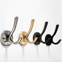 1 Pack Wall Mounted Metal Hook Clothes Hat Hook Double Hook Gold Bathroom Home Coat Hook