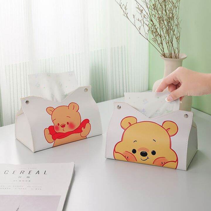 xue-winnie-the-pooh-กล่องทิชชู่หนัง-ลายการ์ตูนหมีพูห์น่ารัก-กันน้ํา-สําหรับหอพัก-รถยนต์-ห้องนั่งเล่น