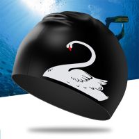 New Plus Size Silicone Swimming Caps Adults Waterproof Elastic Durable Diving Pool Swan Hat with Ear Cover Protect for Women Men Swim Caps