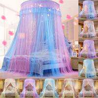 Bed Canopy Hung Mosquito-proof Net Round Top Princess Bed Tent Curtain Foldable Canopy On The Bed Elegant Fairy Lace Dossels