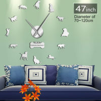 Acrylic Wall Clock Sticker Mute DIY Self-adhesive Multicolor Cartoon Labrador Dog Pattern Wall Clock Living Room Decoration