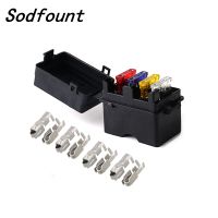 1set 4 Way Black Medium Relay Fuse Box Assembly with 8pcs Terminals Car Insurance Holder Automotive circuit controller box