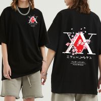 Anime Hunter X Hunter โลโก้ Tshirt Killua Gon Cherry Blossom เสื้อยืดกราฟิกพิมพ์ Tee เสื้อขนาดใหญ่ Unisex