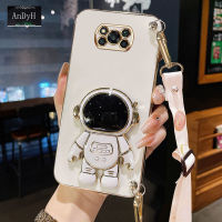 AnDyH Long Lanyard Casing For Xiaomi Poco X3 NFC X3 Pro Phone Case Cute Astronaut Desk Holder