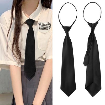 ◕ Unisex Black Simple Clip on Tie Security Tie Uniform Shirt Suit Neckties Steward Matte Funeral Lazy Neck Ties Men Women Students