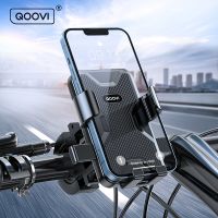 QOOVI Bike Phone Holder Stand Bicycle Mobile Phone Holder Mount GPS Support Shockproof Bracket For iPhone 14 Pro Samsung Xiaomi