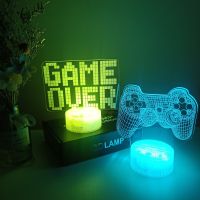 3d Illusion Night Lamp Gaming Room Game Pad Desk Setup Lighting Decor for Playstation Console Icon Logo Sensor Table Light Gift