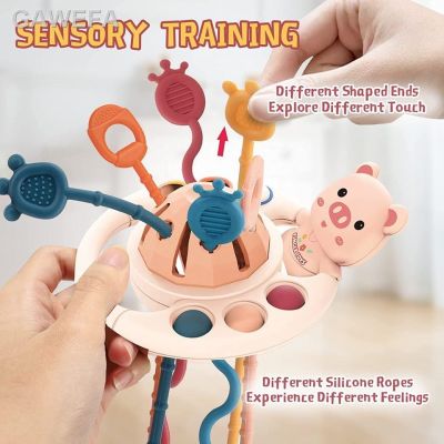 READIK Silikon Babi Merah Muda 5 IN 1 Meman เซนเซอร์ Mainan Perjalanan Edukasi Montessori Pengembangan Gigi Mainan