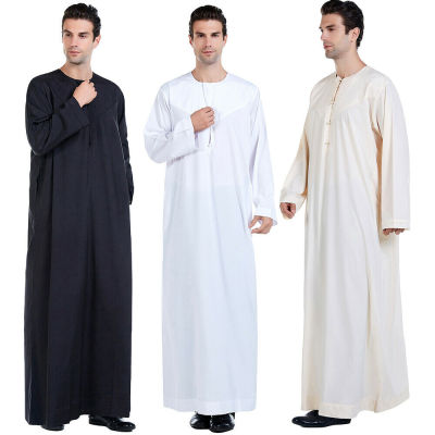 ชุดเดรสชุดคาฟทันมุสลิม Jua Thobe Jua Dishdasha สำหรับผู้ชายชุดซาอุดิอาหรับเสื้อตัวหลวมแขนยาวอาบายา