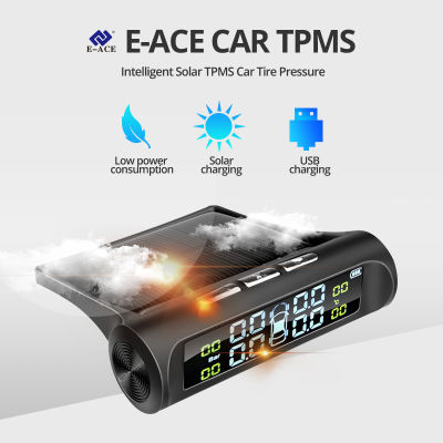 พลังงานแสงอาทิตย์ TPMS ระบบควบคุมเตือนความดันยางรถยนต์เซ็นเซอร์ภายนอกออโต้ความปลอดภัยเตือนอุณหภูมิยาง
